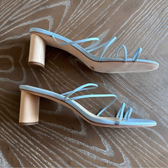 LIKE NEW Reformation Rachel Powder Blue Strappy Sandal Heel 9.5 - Picture 4 of 7